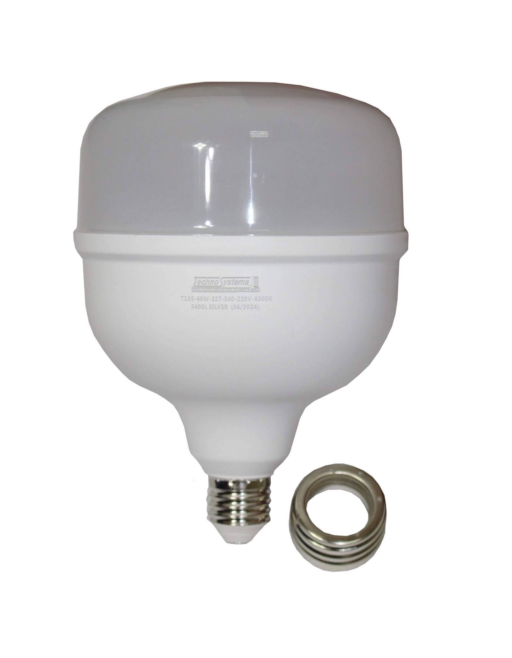 Лампа світлодіодна LED Bulb-T135-60W-E27-E40-220V-6500K-5400L SILVER TNSy